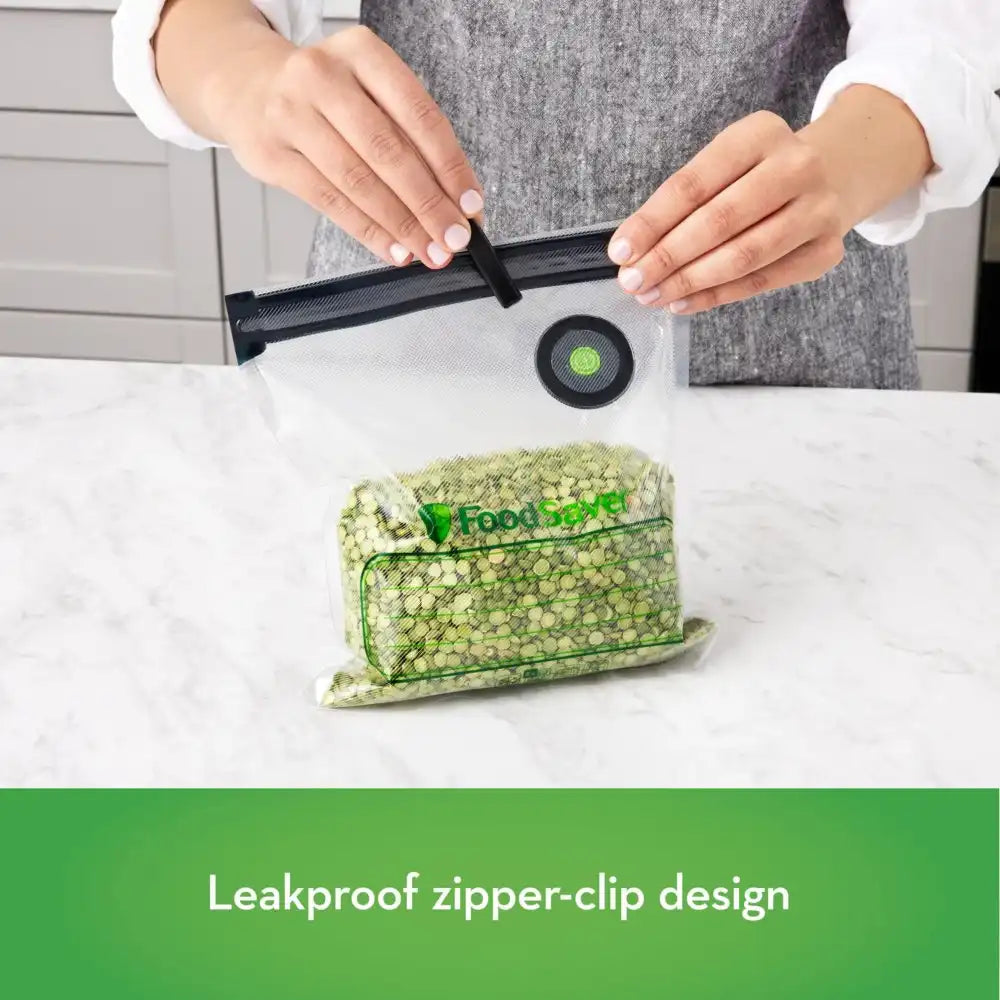 FoodSaver Reusable Quart Vacuum Zipper Bags, for Use with FoodSaver Handheld Vacuum Sealers, 10 Count